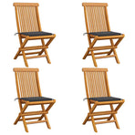 Folding Chairs with Anthracite Cushions 4 pcs Solid Teak Wood