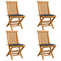 Folding Chairs with Anthracite Cushions 4 pcs Solid Teak Wood