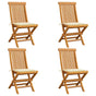 Folding Chairs with Cream Cushions 4 pcs Solid Teak Wood