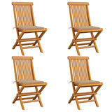 Garden Chairs with Beige Cushions 4 pcs Solid Teak Wood