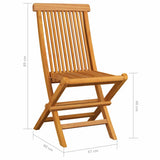 Folding Chairs with Blue Cushions 4 pcs Solid Teak Wood - Extra Image