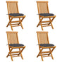 Folding Chairs with Anthracite Cushions 4 pcs Solid Teak Wood