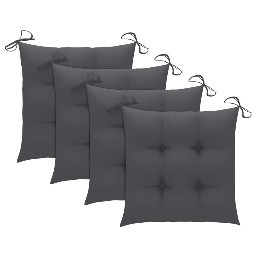 Folding Chairs with Anthracite Cushions 4 pcs Solid Teak Wood