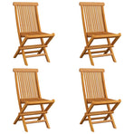 Folding Chairs with Grey Cushions 4 pcs Solid Teak Wood