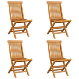 Garden Chairs with Grey Cushions 4 pcs Solid Teak Wood - Side View