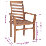 Dining Chairs 2 pcs with Grey Cushions Solid Teak Wood - Extra Image