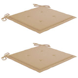 Dining Chairs 2 pcs with Beige Cushions Solid Teak Wood