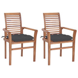 Dining Chairs 2 pcs with Anthracite Cushions Solid Teak Wood