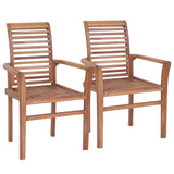 Dining Chairs 2 pcs with Anthracite Cushions Solid Teak Wood - Side View