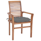 Dining Chairs 2 pcs with Grey Cushions Solid Teak Wood