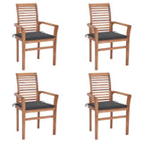 Dining Chairs 4 pcs with Anthracite Cushions Solid Teak Wood - Front View