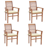 Dining Chairs 4 pcs with Cream Cushions Solid Teak Wood