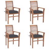 Dining Chairs 4 pcs with Anthracite Cushions Solid Teak Wood