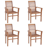 Dining Chairs 4 pcs with Grey Cushions Solid Teak Wood