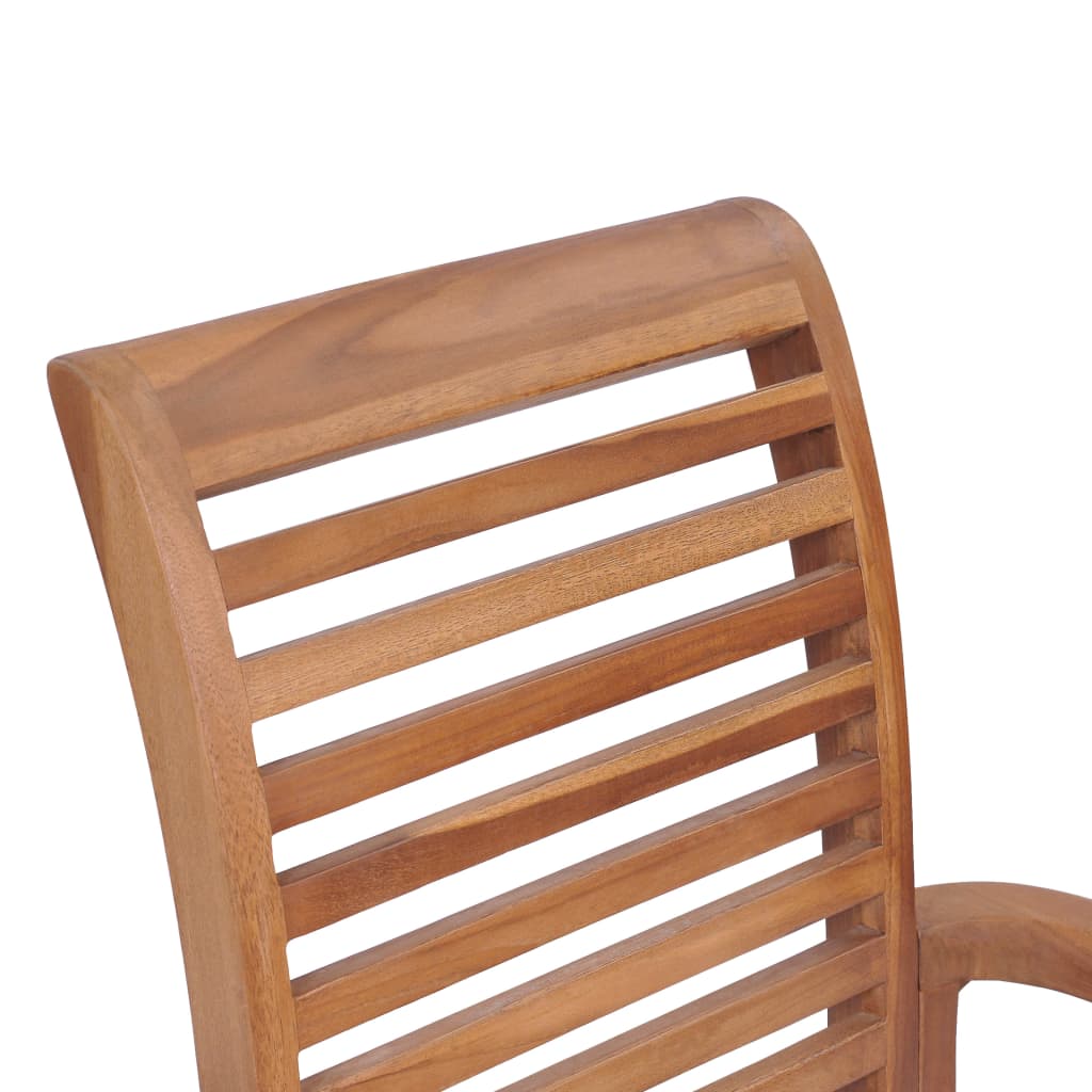 Dining Chairs 4 pcs with Grey Cushions Solid Teak Wood