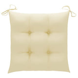 Dining Chairs 4 pcs with Cream White Cushions Solid Teak Wood