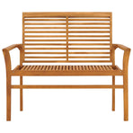 Garden Bench with Grey Cushion 112 cm Solid Teak Wood