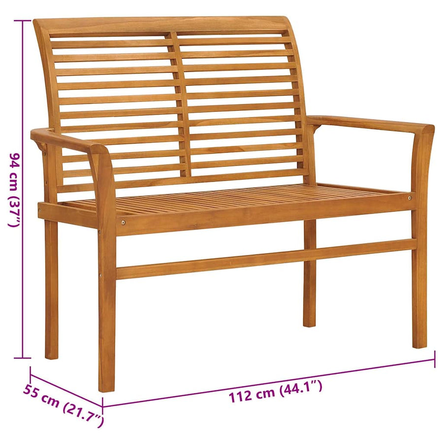 Garden Bench with Grey Cushion 112 cm Solid Teak Wood