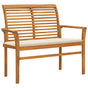 Garden Bench with Cream Cushion 112 cm Solid Teak Wood