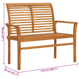 Garden Bench with Taupe Cushion 112 cm Solid Teak Wood - Low Angle