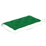 Garden Bench with Green Cushion 112 cm Solid Teak Wood