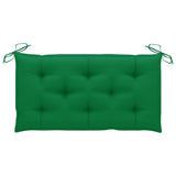 Garden Bench with Green Cushion 112 cm Solid Teak Wood