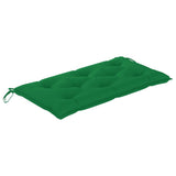 Garden Bench with Green Cushion 112 cm Solid Teak Wood