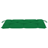 Garden Bench with Green Cushion 112 cm Solid Teak Wood - Low Angle