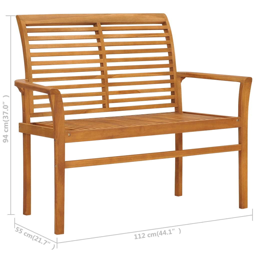 Garden Bench with Green Cushion 112 cm Solid Teak Wood