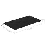 Garden Bench with Black Cushion 112 cm Solid Teak Wood - Extra Image
