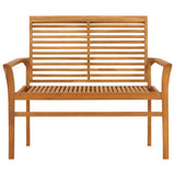 Garden Bench with Black Cushion 112 cm Solid Teak Wood - Side View