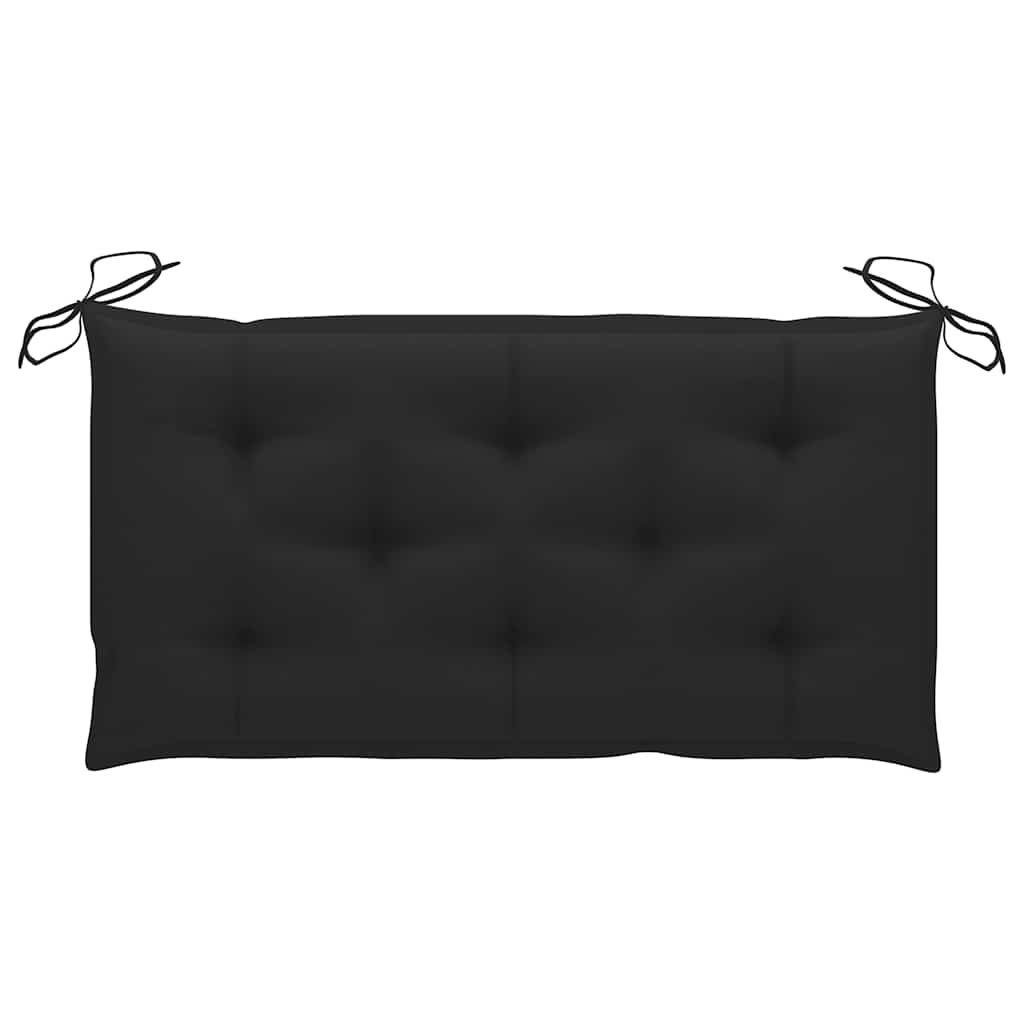 Garden Bench with Black Cushion 112 cm Solid Teak Wood