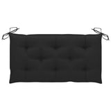 Garden Bench with Black Cushion 112 cm Solid Teak Wood - Rear View