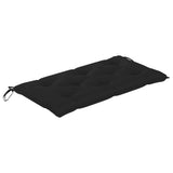 Garden Bench with Black Cushion 112 cm Solid Teak Wood