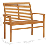 Garden Bench with Black Cushion 112 cm Solid Teak Wood