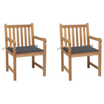 Garden Chairs 2 pcs with Anthracite Cushions Solid Teak Wood