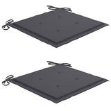 Garden Chairs 2 pcs with Anthracite Cushions Solid Teak Wood - 45-Degree Angle