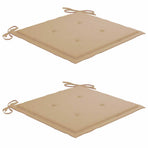 Garden Chairs 2 pcs with Beige Cushions Solid Teak Wood