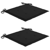 Garden Chairs 2 pcs with Black Cushions Solid Teak Wood