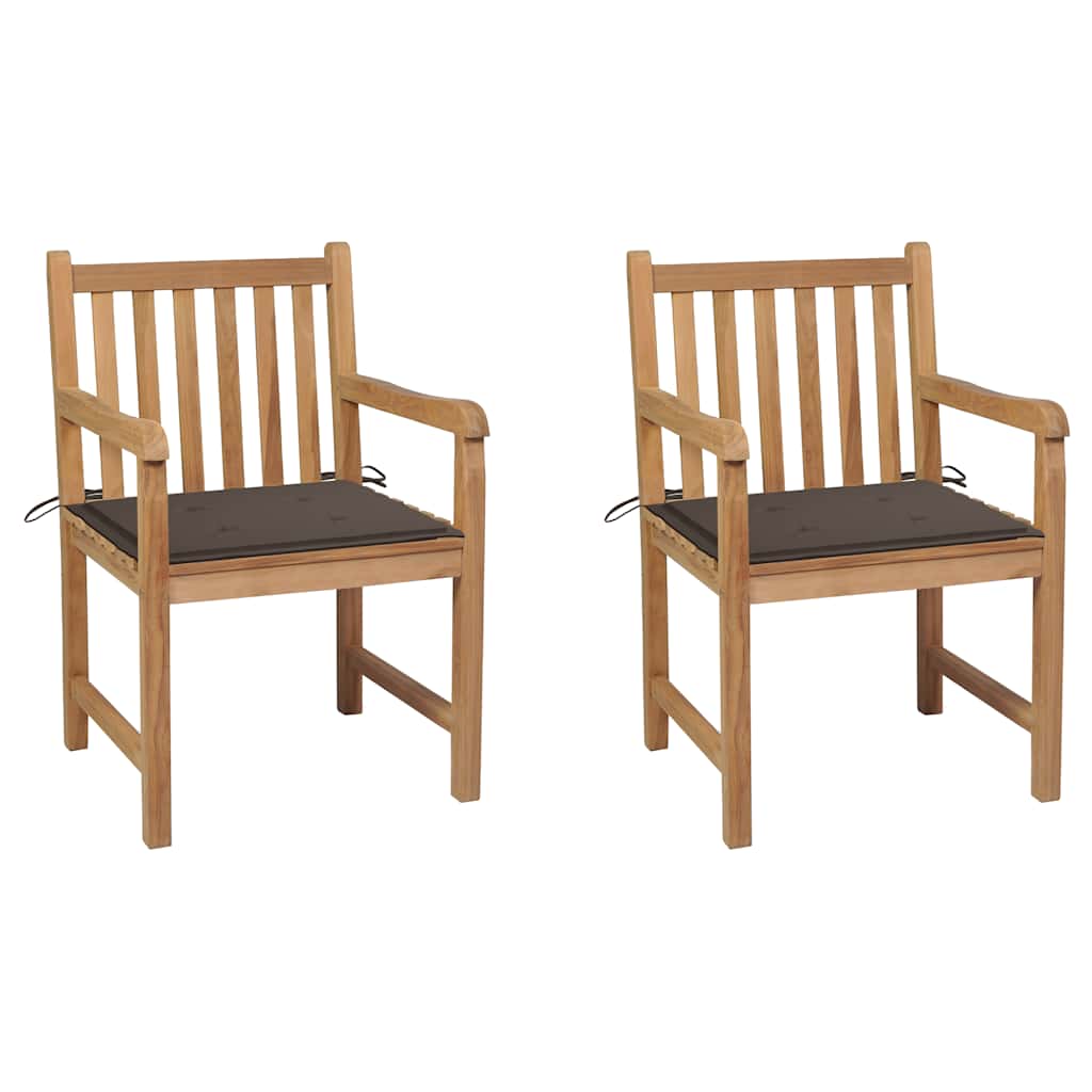 Garden Chairs 2 pcs with Taupe Cushions Solid Teak Wood