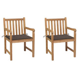 Garden Chairs 2 pcs with Taupe Cushions Solid Teak Wood