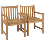 Garden Chairs 2 pcs with Anthracite Cushions Solid Teak Wood - Side View