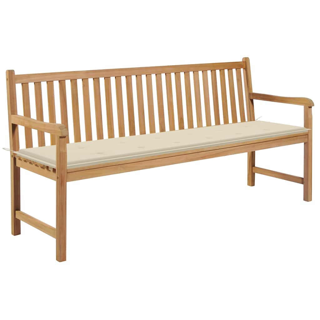Garden Bench with Cream Cushion 175 cm Solid Teak Wood