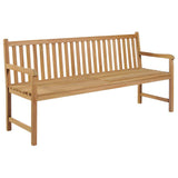 Garden Bench with Cream Cushion 175 cm Solid Teak Wood - Front View