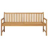 Garden Bench with Cream Cushion 175 cm Solid Teak Wood - Side View