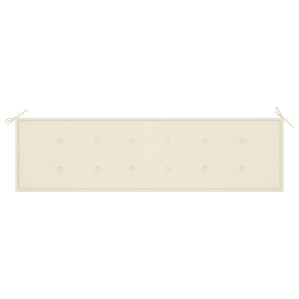 Garden Bench with Cream Cushion 175 cm Solid Teak Wood