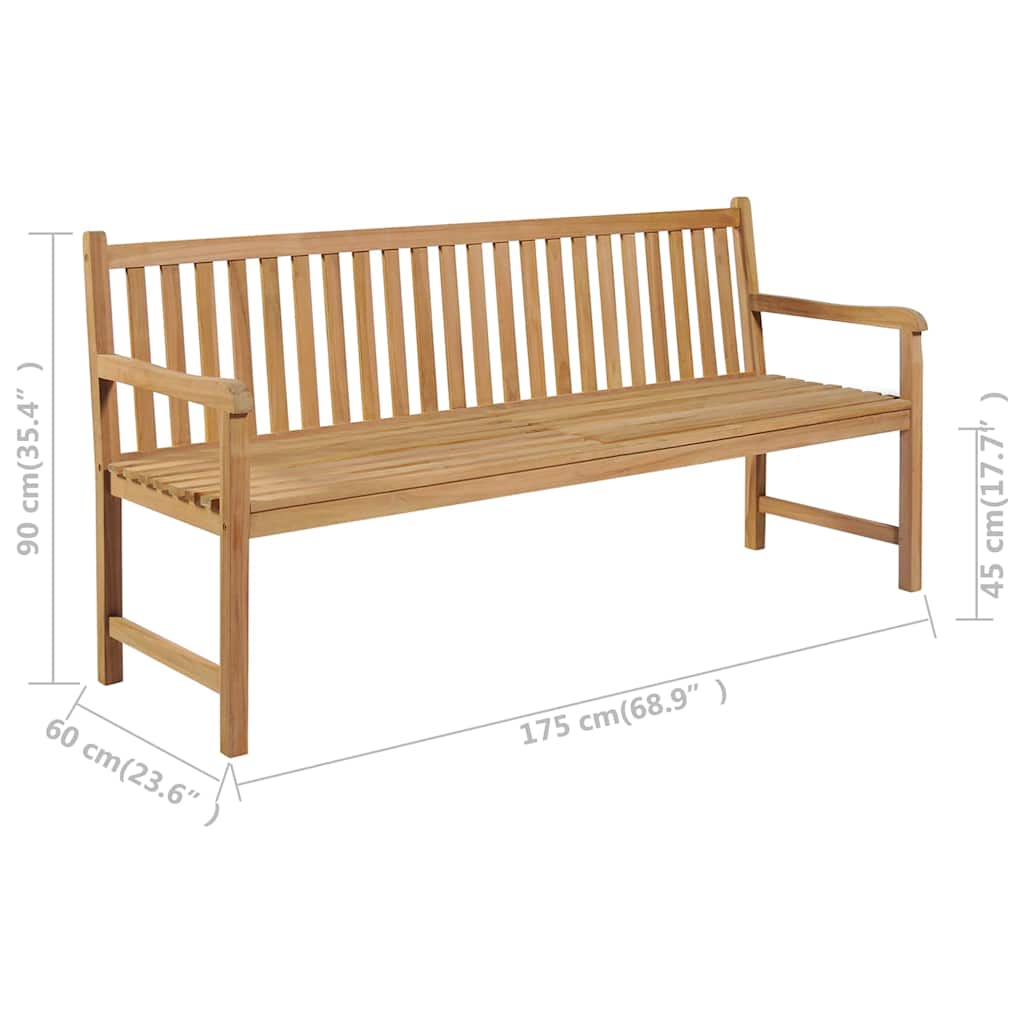 Garden Bench with Cream Cushion 175 cm Solid Teak Wood