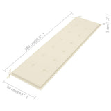 Garden Bench with Cream Cushion 175 cm Solid Teak Wood - Extra Image