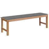 Garden Bench with Grey Cushion 150 cm Solid Teak Wood