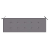Garden Bench with Grey Cushion 150 cm Solid Teak Wood - Rear View